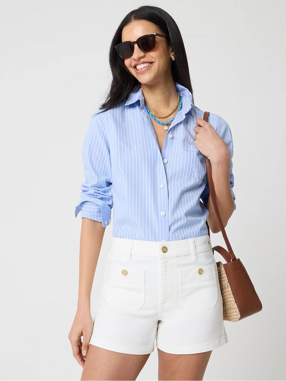 $98 msrp NWT J. Crew white denim sailor shorts 28 nautical